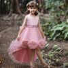 Vestido Falda Larga de Niña con Flor de Gasa TQE005