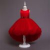 Vestido Falda Larga de Niña con Flor de Gasa TQE005