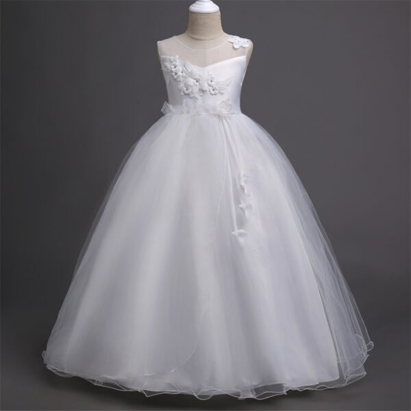 Vestidos de Niñas TQE006-1 Vestido Princesa de Gasa Larga a Suelo para Primera Comunion TQE006