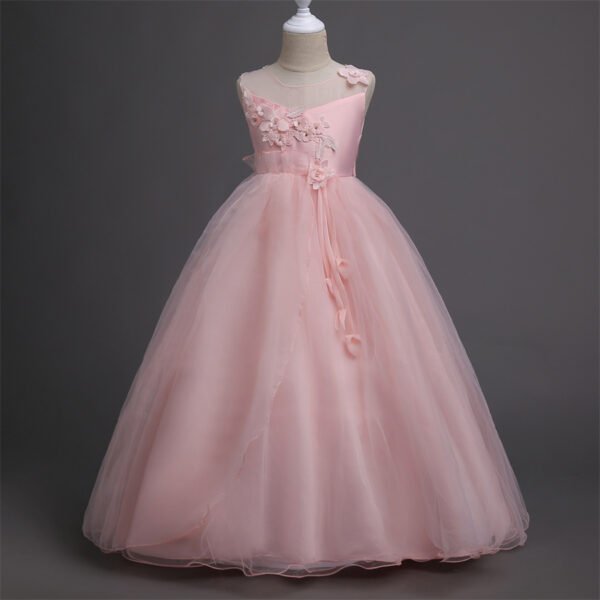 Vestidos de Niñas TQE006-3 Vestido Princesa de Gasa Larga a Suelo para Primera Comunion TQE006