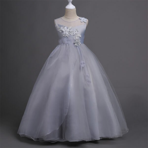 Vestidos de Niñas TQE006-5 Vestido Princesa de Gasa Larga a Suelo para Primera Comunion TQE006