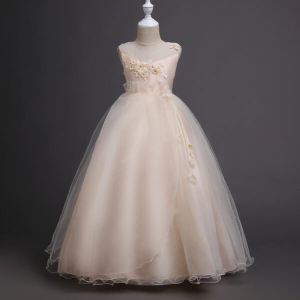 Vestidos de Niñas TQE006-6 (2) Vestido Princesa de Gasa Larga a Suelo para Primera Comunion TQE006