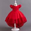 Vestido Falda Larga de Niña con Detalle Flor Rosa TQE007