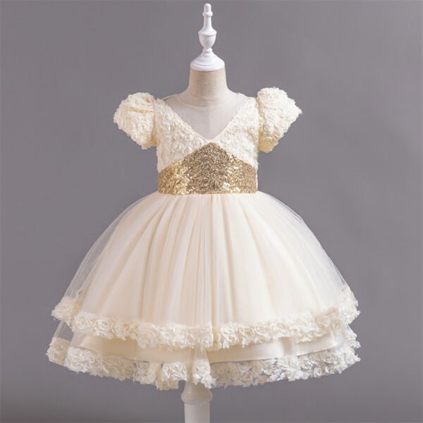 Elegante Vestido Niña con Mangas Abullonadas TQE010