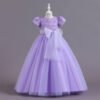 Flor Vestido Falda Larga de Niña con Mangas Abullonadas TQE012