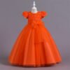 Flor Vestido Falda Larga de Niña con Mangas Abullonadas TQE012