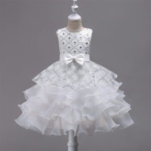 Brillante Piedras Vestido Niña para Bautizo TQE017