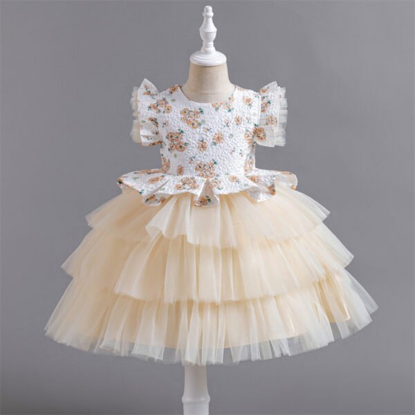 Nueva Tela Estampado Flores Vestido Niña TQE021