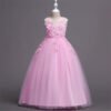 Flores de Encaje Vestido Falda Larga de Niña para Primera Comunion TQE024