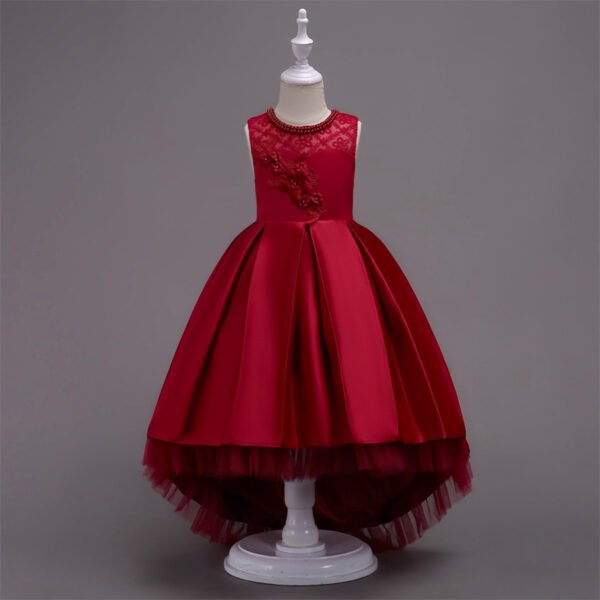 Vestidos de Niñas TQE025-4 Vestido Falda de Raso Hasta Suelo de Niña TQE025
