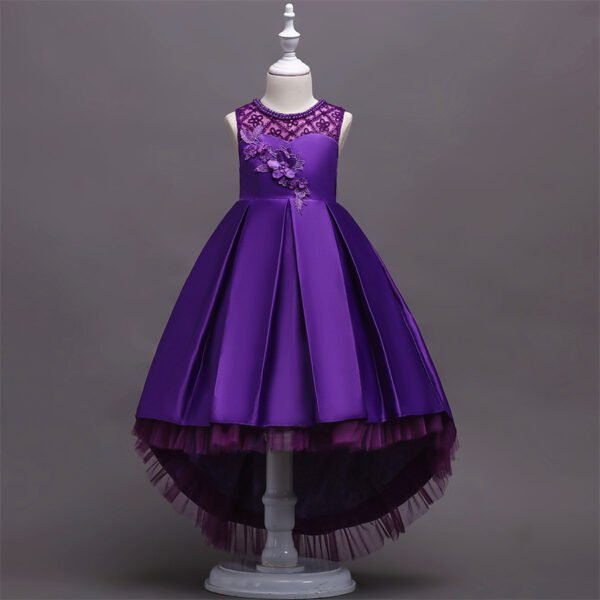 Vestidos de Niñas TQE025-6 Vestido Falda de Raso Hasta Suelo de Niña TQE025