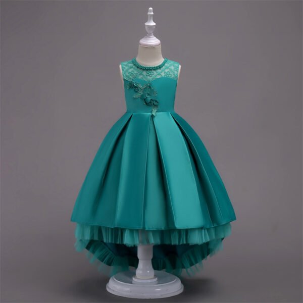 Vestidos de Niñas TQE025-7 Vestido Falda de Raso Hasta Suelo de Niña TQE025
