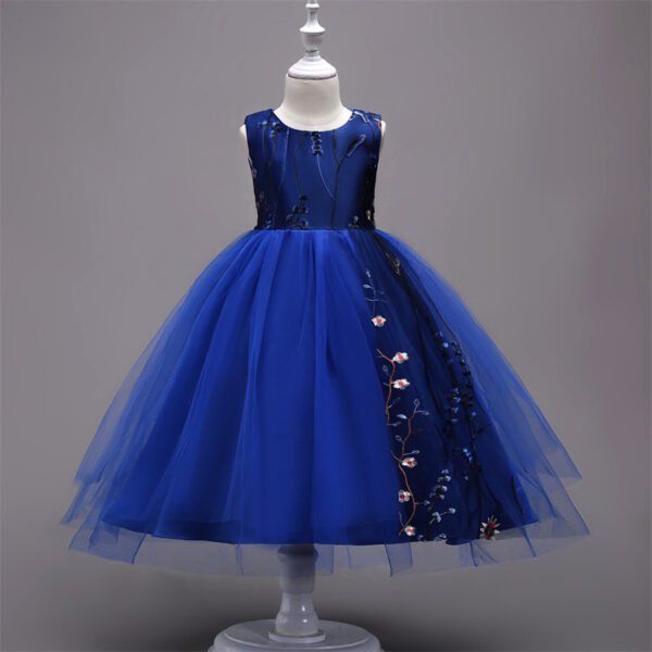 Elegante Bordados de Flores Vestido Falda Larga de Niña TQE028