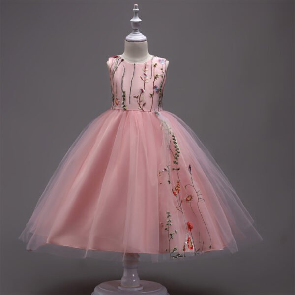 Elegante Bordados de Flores Vestido Falda Larga de Niña TQE028
