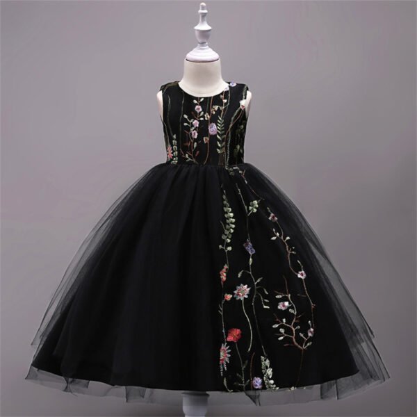 Elegante Bordados de Flores Vestido Falda Larga de Niña TQE028