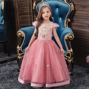 Vestido Niña Falda Larga Bordado de Encaje TQE032