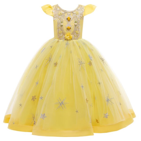 Vestidos de Niñas TQE032-6 Vestido Niña Falda Larga Bordado de Encaje TQE032