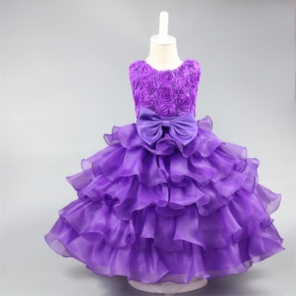 Vestidos de Niñas TQE033-2 Rose Tutu Vestido Niña para Bautizo TQE033