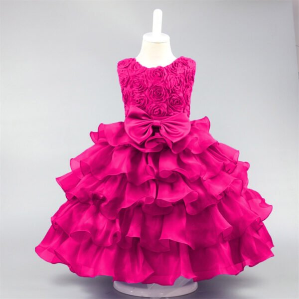 Vestidos de Niñas TQE033-4 Rose Tutu Vestido Niña para Bautizo TQE033