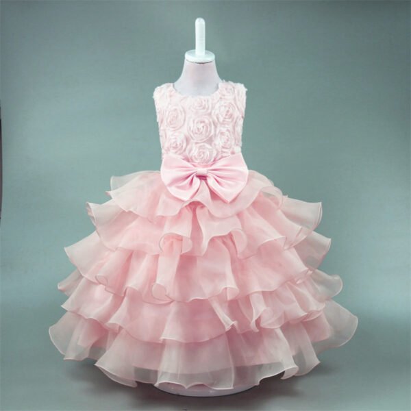 Vestidos de Niñas TQE033-6 Rose Tutu Vestido Niña para Bautizo TQE033