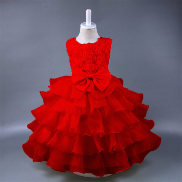 Vestidos de Niñas TQE033-9 Rose Tutu Vestido Niña para Bautizo TQE033