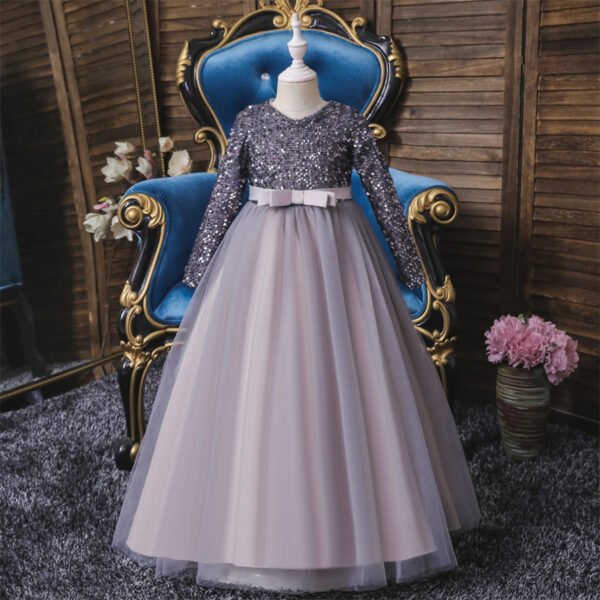 Falda Larga Lentejuelas Vestido Niña TQE036