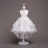 Vestido Niña Con Bordo de Encaje Falda Hasta Suelo para Bautizo TQE038