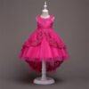 Vestido Niña Con Bordo de Encaje Falda Hasta Suelo para Bautizo TQE038