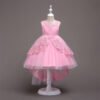 Vestido Niña Con Bordo de Encaje Falda Hasta Suelo para Bautizo TQE038