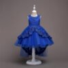 Vestido Niña Con Bordo de Encaje Falda Hasta Suelo para Bautizo TQE038