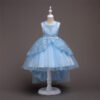 Vestido Niña Con Bordo de Encaje Falda Hasta Suelo para Bautizo TQE038