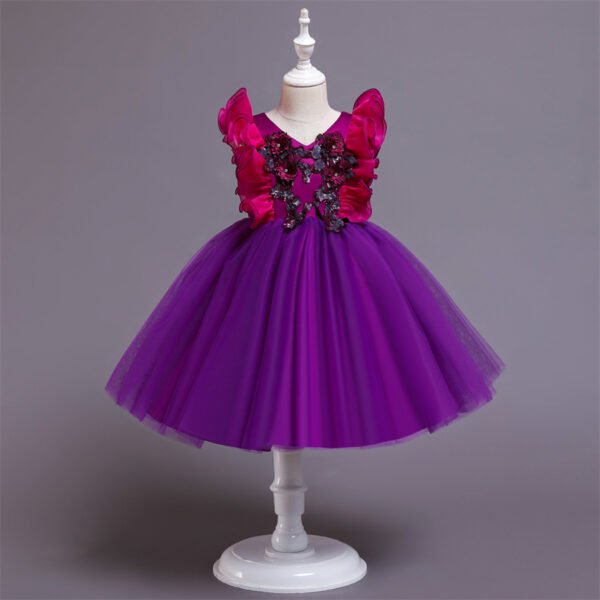 Elegante Vestido Niña Mangas Voladoras TQE039
