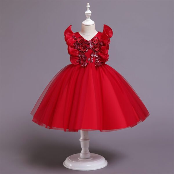 Elegante Vestido Niña Mangas Voladoras TQE039