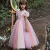 Lentejuelas Vestido Falda Larga de Niña con Mangas Abullonadas TQE040