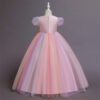 Lentejuelas Vestido Falda Larga de Niña con Mangas Abullonadas TQE040