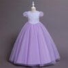 Lentejuelas Vestido Falda Larga de Niña con Mangas Abullonadas TQE040