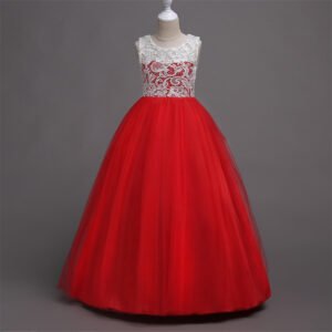 Encaje Vestido Falda Larga de Niña TQE041