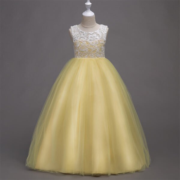 Vestidos de Niñas TQE041-4 Encaje Vestido Falda Larga de Niña TQE041