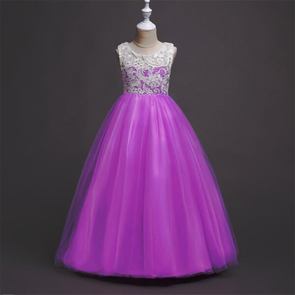Vestidos de Niñas TQE041-7 Encaje Vestido Falda Larga de Niña TQE041