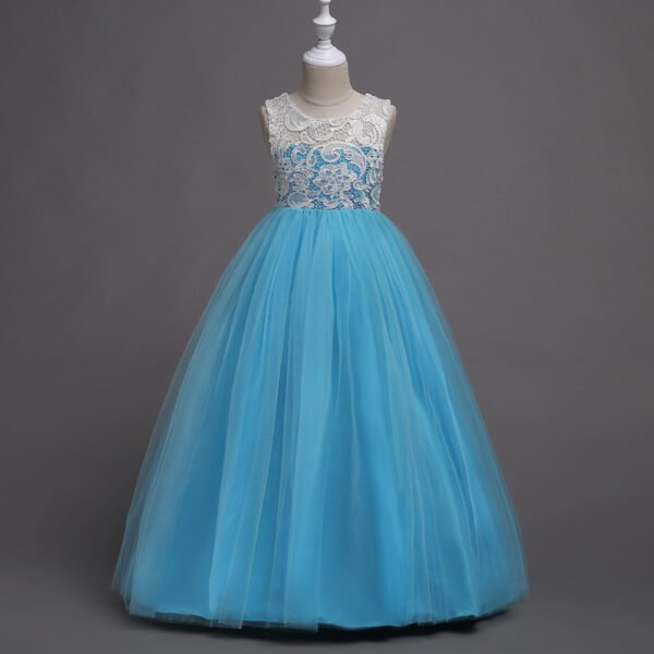 Vestidos de Niñas TQE041-9 Encaje Vestido Falda Larga de Niña TQE041