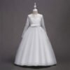 Vestido Falda Larga con Mandas Largas de Encaje para Primera Comunion TQE045