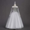 Vestido Falda Larga con Mandas Largas de Encaje para Primera Comunion TQE045