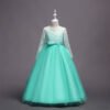 Vestido Falda Larga con Mandas Largas de Encaje para Primera Comunion TQE045