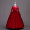 Vestido Falda Larga con Mandas Largas de Encaje para Primera Comunion TQE045