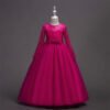 Vestido Falda Larga con Mandas Largas de Encaje para Primera Comunion TQE045