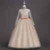 Vestido Falda Larga con Mandas Largas de Encaje para Primera Comunion TQE045