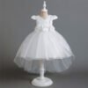 Vestido Falda de Niña con Flores Deccorados en Agata para Bautizo TQE046