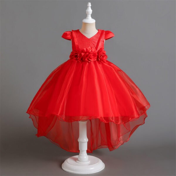 Vestido Falda de Niña con Flores Deccorados en Agata para Bautizo TQE046