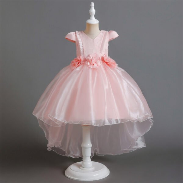 Vestido Falda de Niña con Flores Deccorados en Agata para Bautizo TQE046