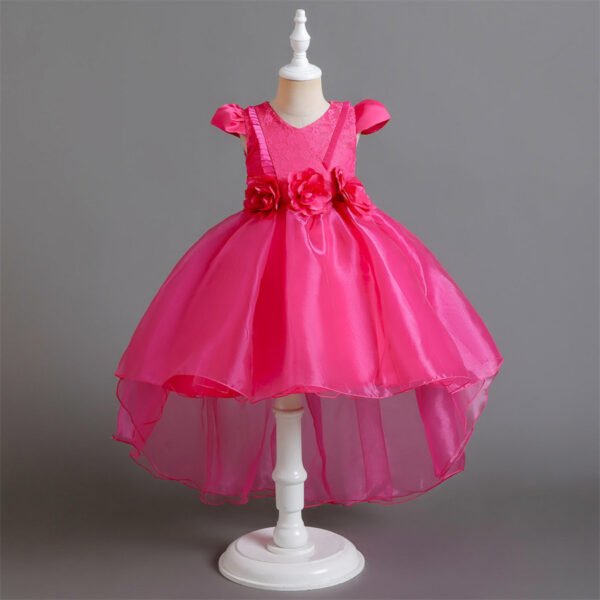 Vestido Falda de Niña con Flores Deccorados en Agata para Bautizo TQE046